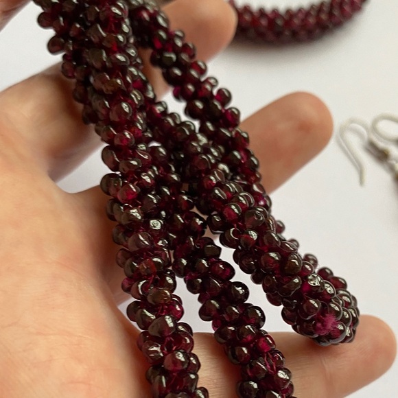 Vintage Garnet Rope Necklace, Bracelet and Earrings (Set) - Picture 4 of 6